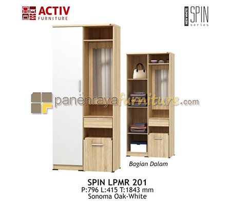 Panen Raya Furniture LEMARI PAKAIAN 2 PINTU PLUS MEJA RIAS ACTIV SPIN LPMR 201 SONOMA OAK-WHITE 80x42x185