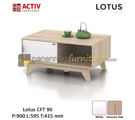 Panen Raya Meja Tamu Activ Lotus CFT 90 Sonoma Oak-White 90x60x42
