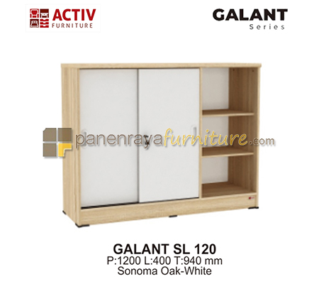 Panen Raya Lemari Arsip Rendah Pintu Sliding Activ Galant SL 120 Sonoma Oak-White 120x40x94