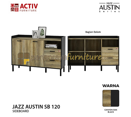 Panen Raya Credenza / Sideboard Activ Jazz Austin SB 120 Canyon Oak-Black 120x40x83