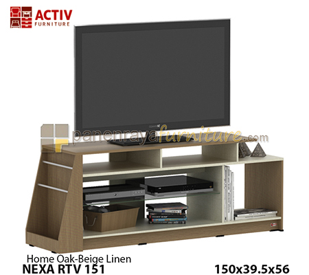 Panen Raya Furniture MEJA TV ACTIV NEXA RTV 151 HOME OAK-BEIGE LINEN