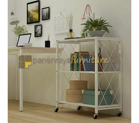 Panen Raya Furniture Rak Besi Lipat 3 Susun / Rak Dapur Serbaguna Flato 3 Putih