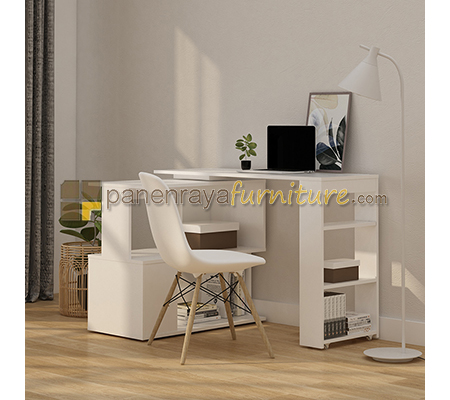 Panen Raya Meja Kerja Multishape Stacey DC White 110x40x75
