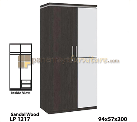 Panen Raya Furniture Lemari Pakaian 2 Pintu Expo LP 1217 Black Sandal Wood 94x57x200