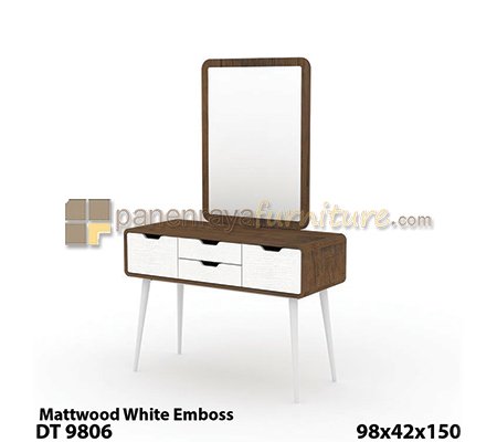 Panen Raya Furniture Meja Rias Plus Puff Expo DT 9806 Matt Wood - White 98x42x150