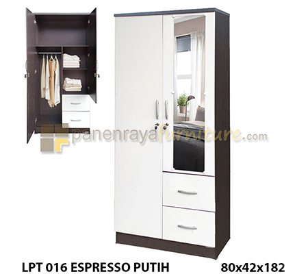 Panen Raya Furniture Lemari Pakaian Lunar LPT 016 Espresso White 80x42x180