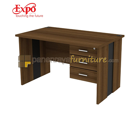 Panen Raya Furniture Meja Kantor Expo MD 1275 3 Laci Teakwood 120x75x75