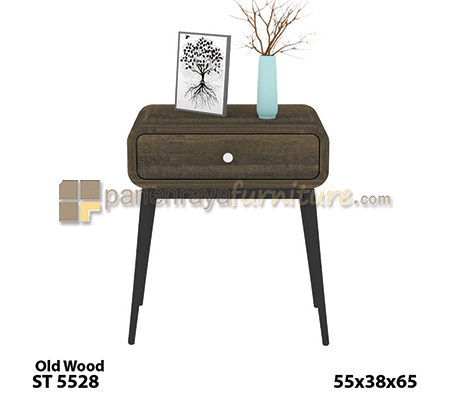 Panen Raya Furniture Metal Side Table Expo ST 5528 Old Wood 55x38x65