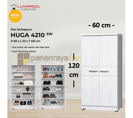 Panen Raya Lemari Sepatu Lunar Huga 4210 Sonoma White 60x32x120