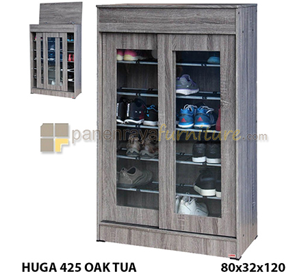 Panen Raya Furniture Lemari Sepatu Lunar Huga 425 Sonoma Oak 80x32x120