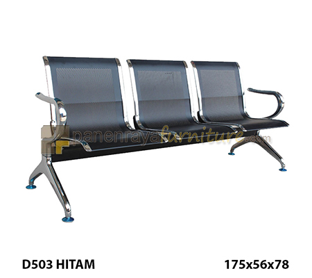 Panen Raya Furniture Kursi Tunggu Lunar D503 Hitam 3 Dudukan 175x56x78