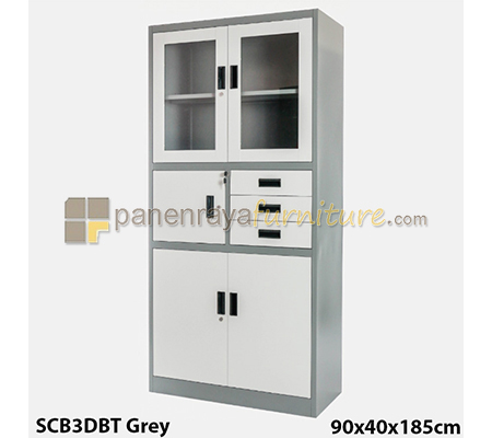 Panen Raya Furniture Lemari Arsip Besi IMPORTA SC B3D BT Grey - Beige 900x400x1850