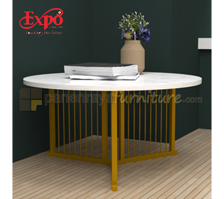 Panen Raya Coffee Table Expo M CT 8027 White Marble-Gold 80x44