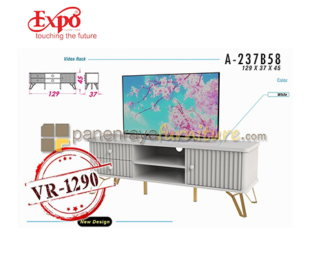 Panen Raya Meja TV Kaki Besi Expo VR 1290 White 129x37x45
