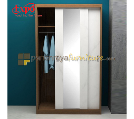 Panen Raya Lemari Pakaian Expo LP 2127 Mattwood-White Marble 120x60x200