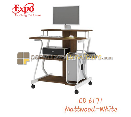 Panen Raya Meja Komputer Expo CD 6171 Mattwood-White Metal 80x65x89