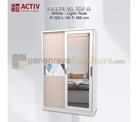 Panen Raya Lemari Pakaian Besi Activ Forte SL 120 A White Light Teak 118x50x185