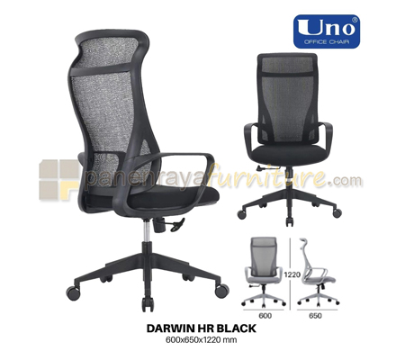 Panen Raya Furniture Kursi Kantor UNO Darwin HR Black-Black