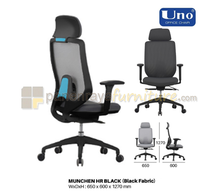 Panen Raya Kursi Kantor UNO Munchen HR Black-Black