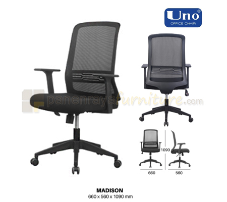 Panen Raya Furniture Kursi Kantor UNO Madison Black-Black