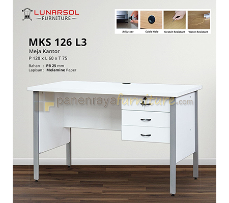 Panen Raya Furniture Meja Kantor Lunar MKS 126 L3 White 120x60x75