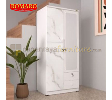 Panen Raya Lemari Pakaian 2 Pintu Cermin Romaro LPP 25 White 80x53x180