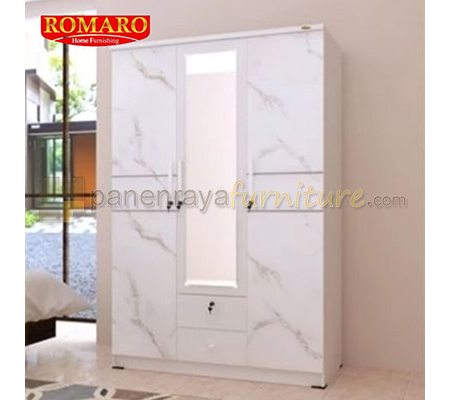 Panen Raya Lemari Pakaian 3 Pintu Cermin Romaro LPP 35 White 120x53x180 