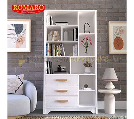 Panen Raya Lemari Buku Romaro RB 07 White 91x31x178