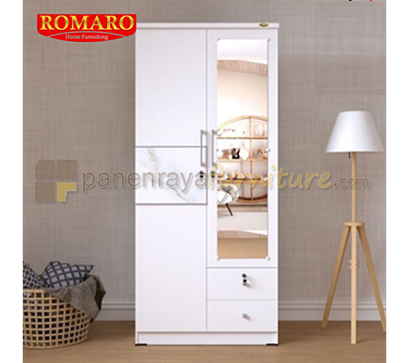 Panen Raya Lemari Pakaian 2 Pintu Cermin Romaro LPP 25 C White 80x53x180