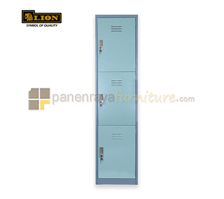 Panen Raya Locker Besi Lion 553 With Side Hole R/L And Back Grey 38x38x183