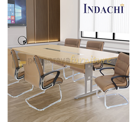 Panen Raya Furniture Meja Meeting Top Plus Glass Indachi Casa DMTG 115 C S Maple 200x120x75