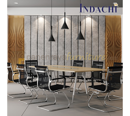 Panen Raya Furniture Meja Meeting Top Plus Glass Indachi A One DMTG 116 A O Maple 240x120x75