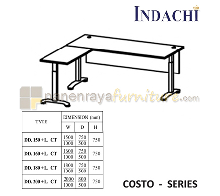 Panen Raya Furniture Meja Kantor Indachi Costo DD 150 L CT 150x75x75 Maple Melamine