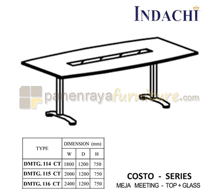 Panen Raya Furniture Meja Meeting Top Plus Glass Indachi Costo DMTG 114 CT Maple 180x120x75 Melamine