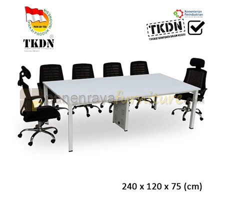 Panen Raya Furniture Meja Meeting Persegi Lunar QDR 240 White Kaki Besi 240x120x75