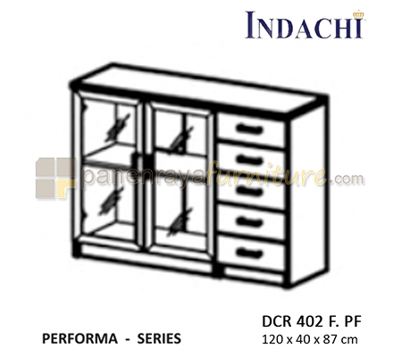 Panen Raya Credenza Pintu Kaca Frame Plus Laci Indachi Performa DCR 402 F PF Maple 120x40x87 Melamine