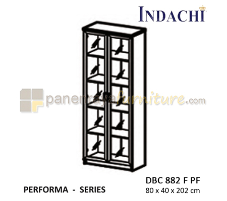 Panen Raya Lemari Arsip Tinggi Pintu Kaca Frame Full Indachi Performa DBC 882 F PF Maple 80x40x202