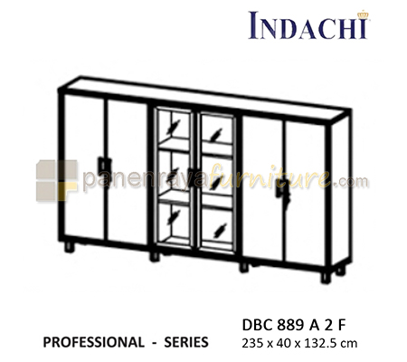 Panen Raya Furniture Lemari Arsip Sedang Pintu Panel dan Kaca Indachi Professional DBC 889 A 2 F Beech 158x40x133 Melamin
