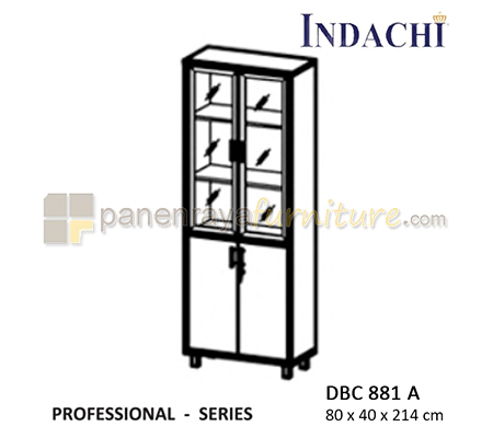 Panen Raya Furniture Lemari Arsip Tinggi Pintu Panel dan Pintu Kaca Indachi Professional DBC 881 A Beech 80x40x214 Melami