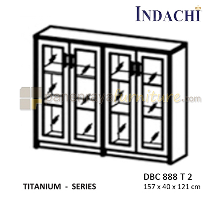 Panen Raya Lemari Arsip Sedang Pintu Kaca Frame Indachi Titanium DBC 888 T 2 Maple 150x40x121 Melamine