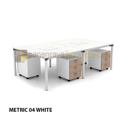 Panen Raya Furniture Workstation Staff 4 Seater HighPoint Metric 04 1270 White
