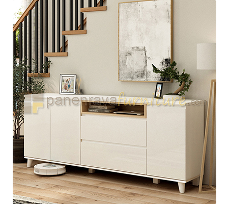 Panen Raya Bufet Stockholm SB 200 White Glossy-Yellow Oak 196x40x80