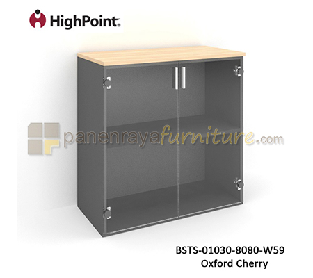 Panen Raya Lemari Arsip Rendah 2 Pintu Kaca HighPoint Storio BSTS 01030 8080 W59 Light Beech
