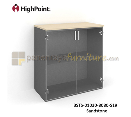 Panen Raya Lemari Arsip Rendah 2 Pintu Kaca HighPoint Storio BSTS 01030 8080 S19 Sandstone