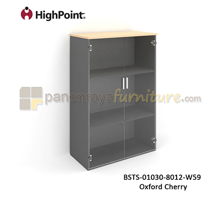 Panen Raya Furniture Lemari Arsip Tinggi 2 Pintu Kaca HighPoint Storio BSTS 01030 8012 W59 Light Beech