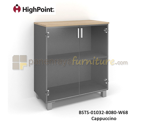 Panen Raya Lemari Arsip Rendah 2 Pintu Kaca Kaki Plastik HighPoint Storio BSTS 01032 8080 W68 Cappuccino