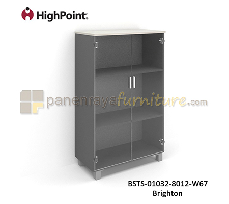 Panen Raya Lemari Arsip Tinggi 2 Pintu Kaca Kaki Plastik HighPoint Storio BSTS 01032 8012 W67 Brighton