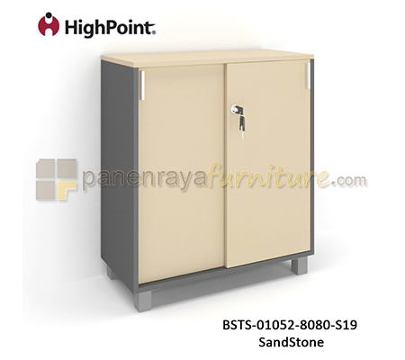 Panen Raya Lemari Arsip Rendah 2 Pintu Sliding Kaki Plastik HighPoint Storio BSTS 01052 8080 S19 Sandstone