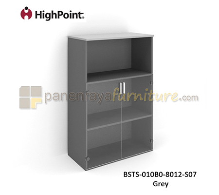 Panen Raya Lemari Arsip Tinggi Kombinasi Rak Dan 2 Pintu Kaca HighPoint Storio BSTS 010B0 8012 S07 Grey