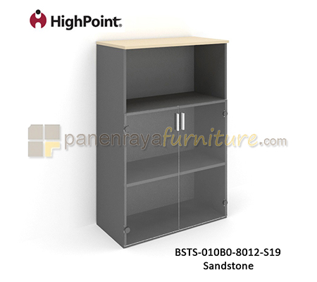 Panen Raya Lemari Arsip Tinggi Kombinasi Rak Dan 2 Pintu Kaca HighPoint Storio BSTS 010B0 8012 S19 Sandstone